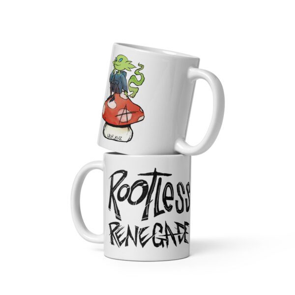 Rootless Renegade White glossy mug